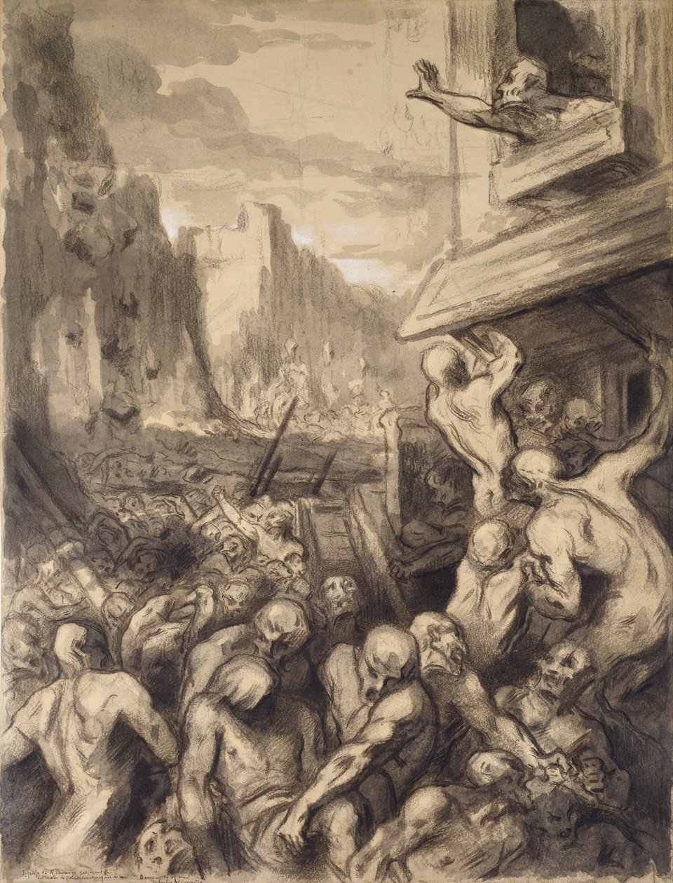 De vernietiging van Sodom, ca. 1850 door Honoré Daumier