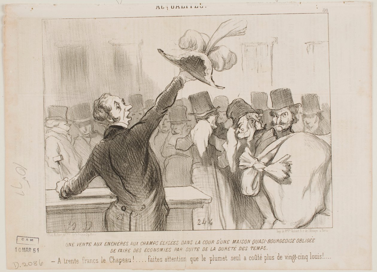 Een veiling in een huis uit de middenklasse door Honoré Daumier