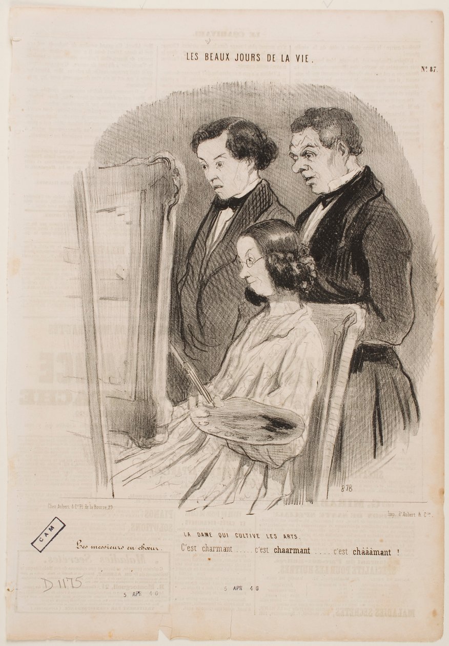 Een dame die zich aan de kunsten wijdt door Honoré Daumier