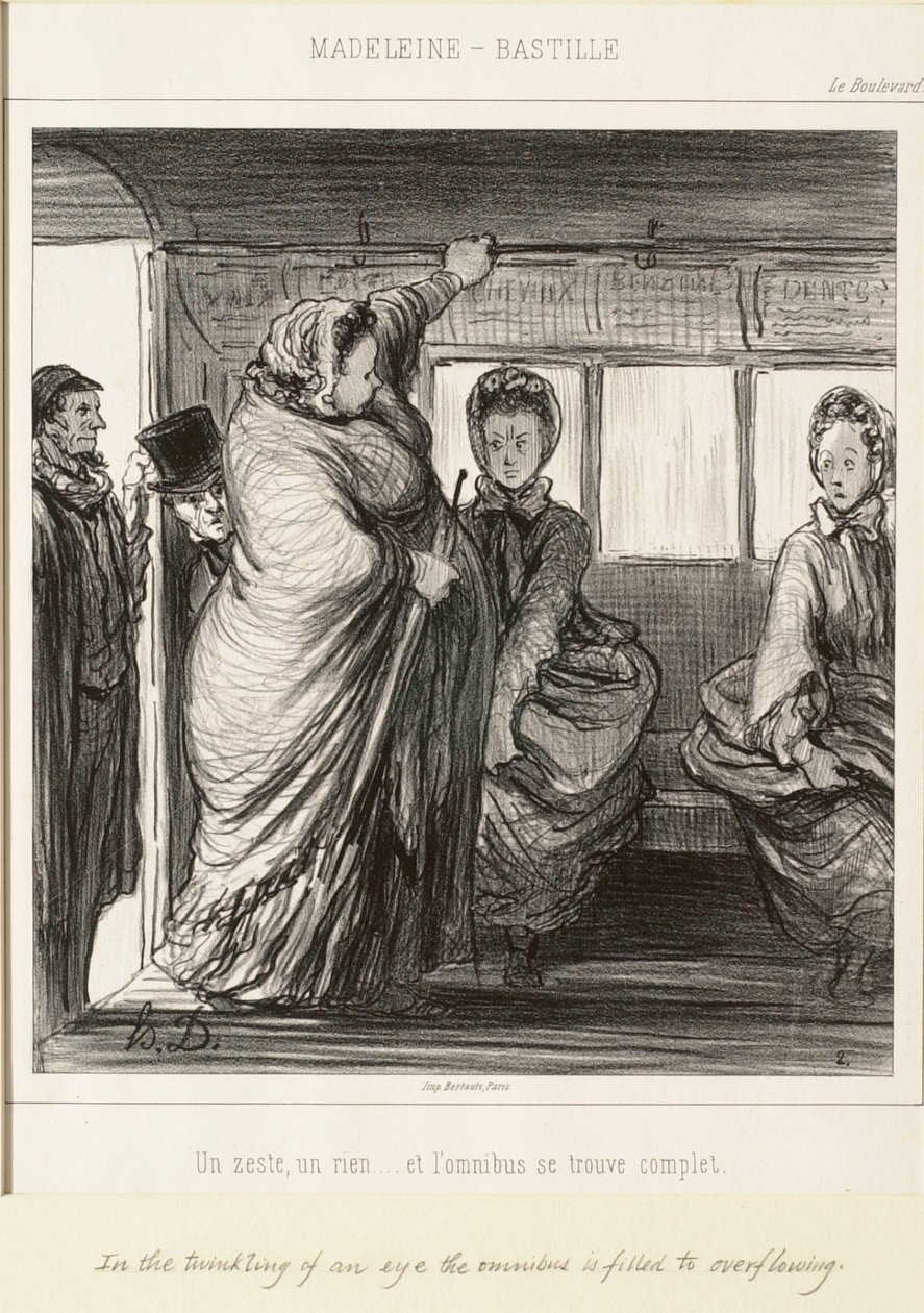 Een kleinigheid, een niets - en de omnibus is vol door Honoré Daumier