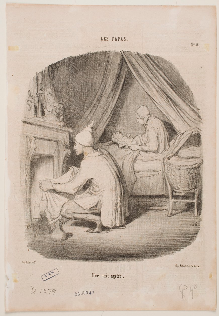 Een drukke nacht door Honoré Daumier