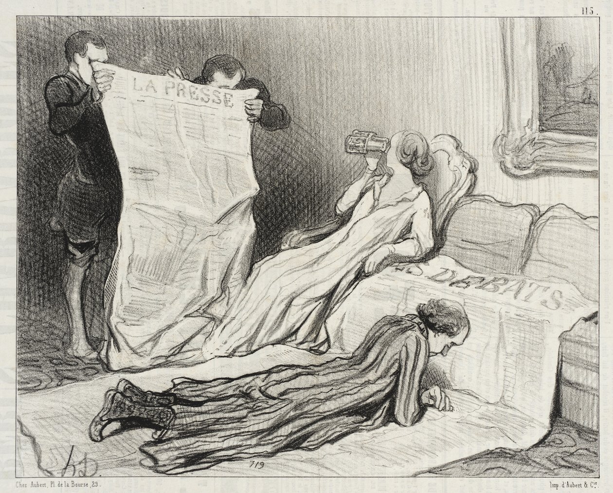 Abonnees die hun krant ontvangen... door Honoré Daumier