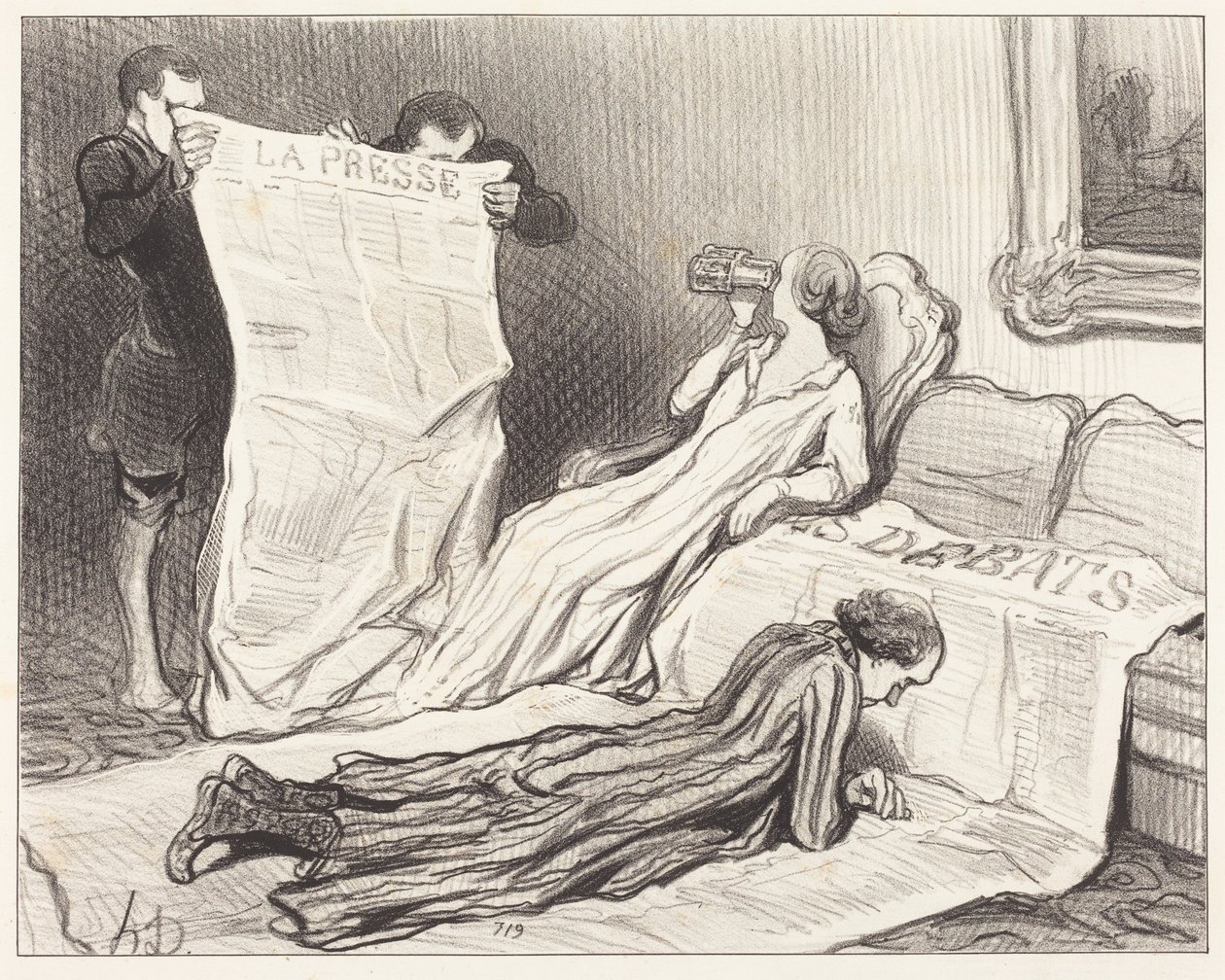 Abonnees die hun krant ontvangen... door Honoré Daumier