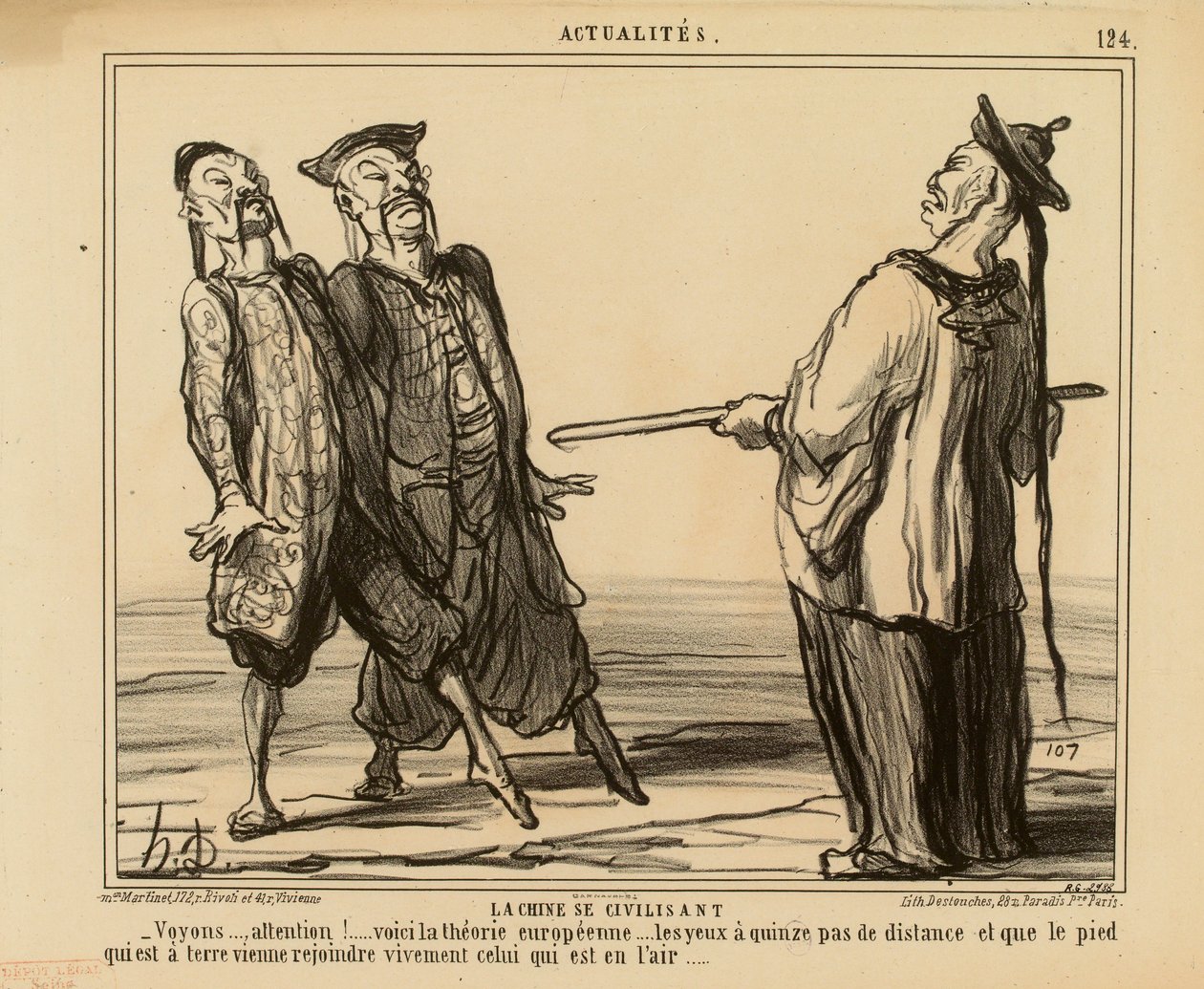 Actualiteiten nr. 124: China dat zich beschaaft. - Eens kijken..., voorzichtig! ... hier komt de Europese theorie... door Honoré Daumier