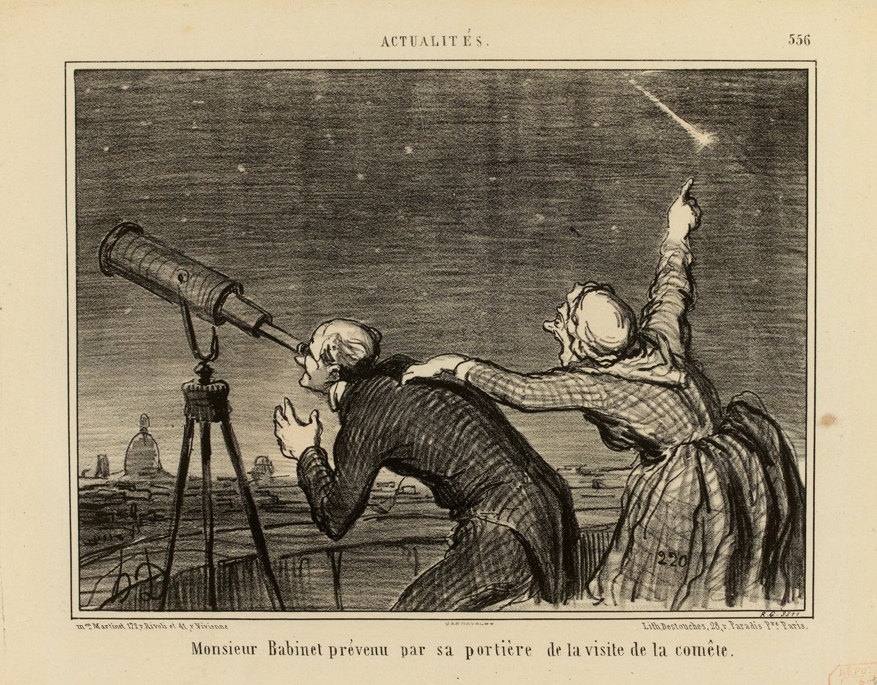 Nieuws nr. 556: De heer Babinet werd door zijn portier gewaarschuwd voor de komst van de komeet door Honoré Daumier