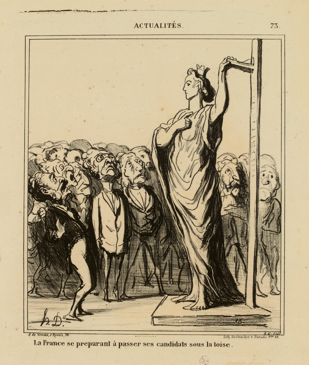 Aktualitäten Nr. 73: Frankreich bereitet sich darauf vor, seine Kandidaten zu messen door Honoré Daumier
