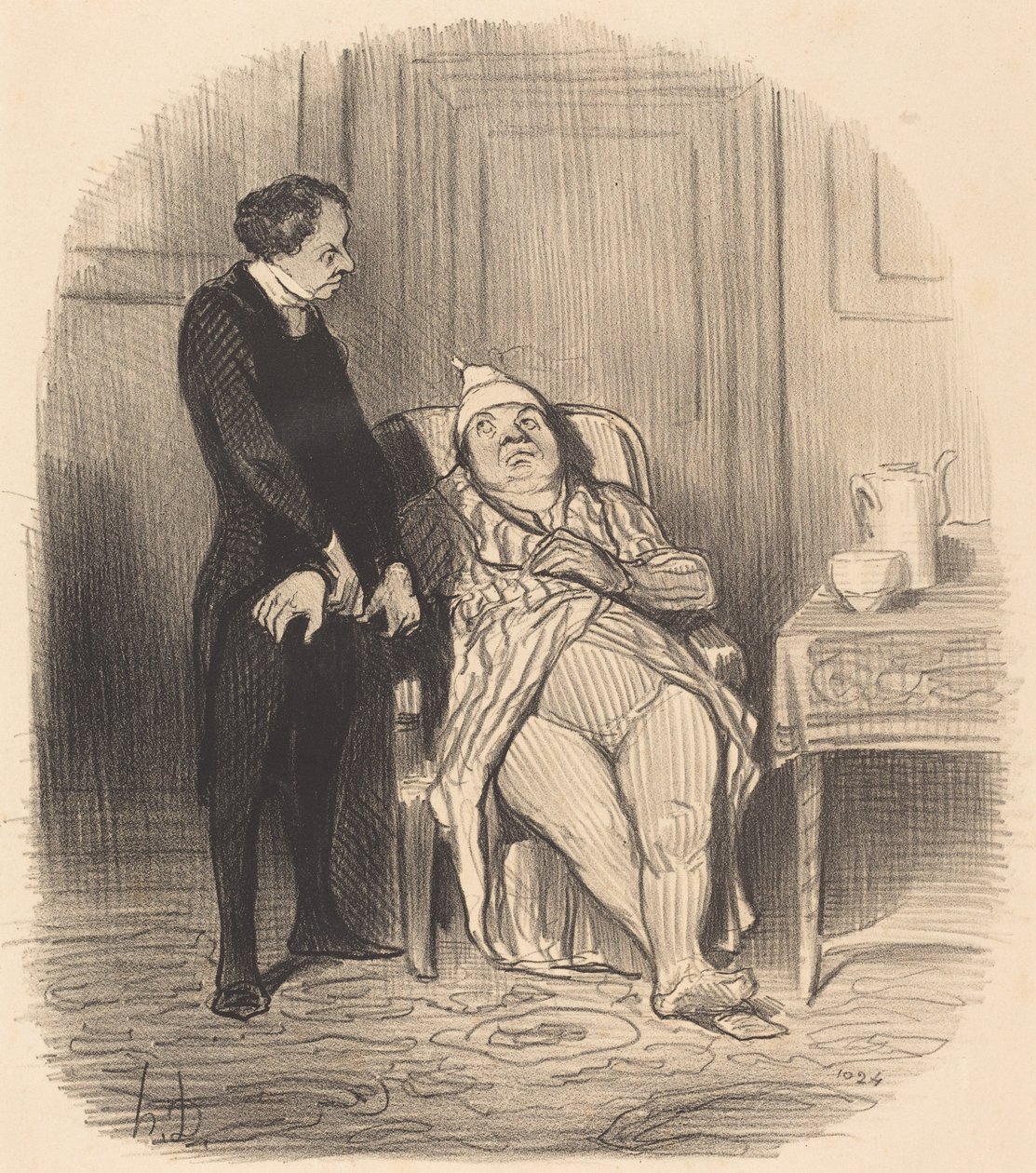 Ah! dokter... ik denk... dat ik tuberculose heb! door Honoré Daumier