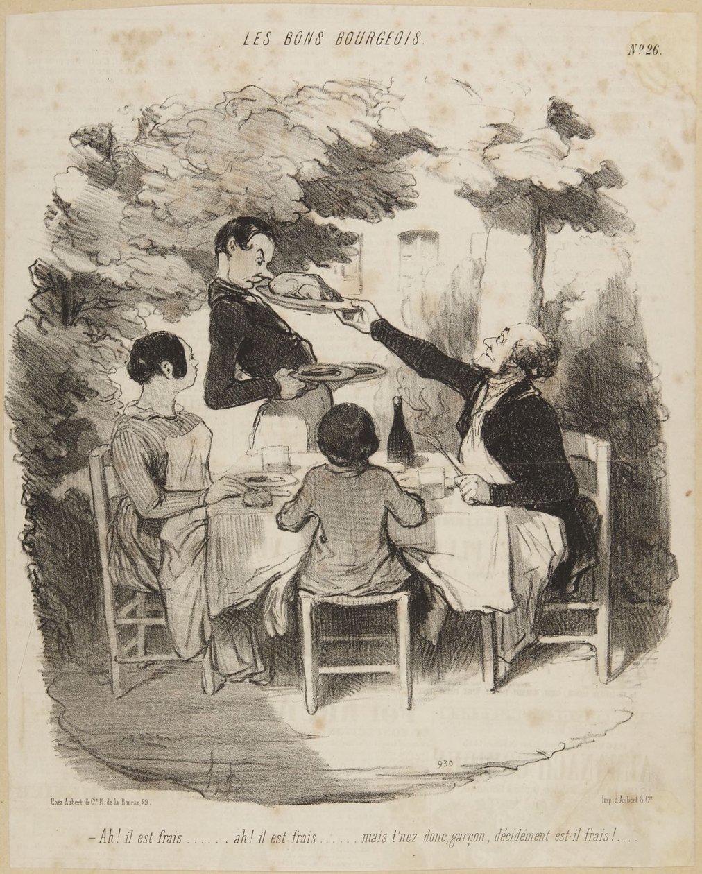 Ah! Wat een verfrissend nummer..., nummer 26 uit de reeks „Les Bons Bourgeois“ van Le Charivari door Honoré Daumier
