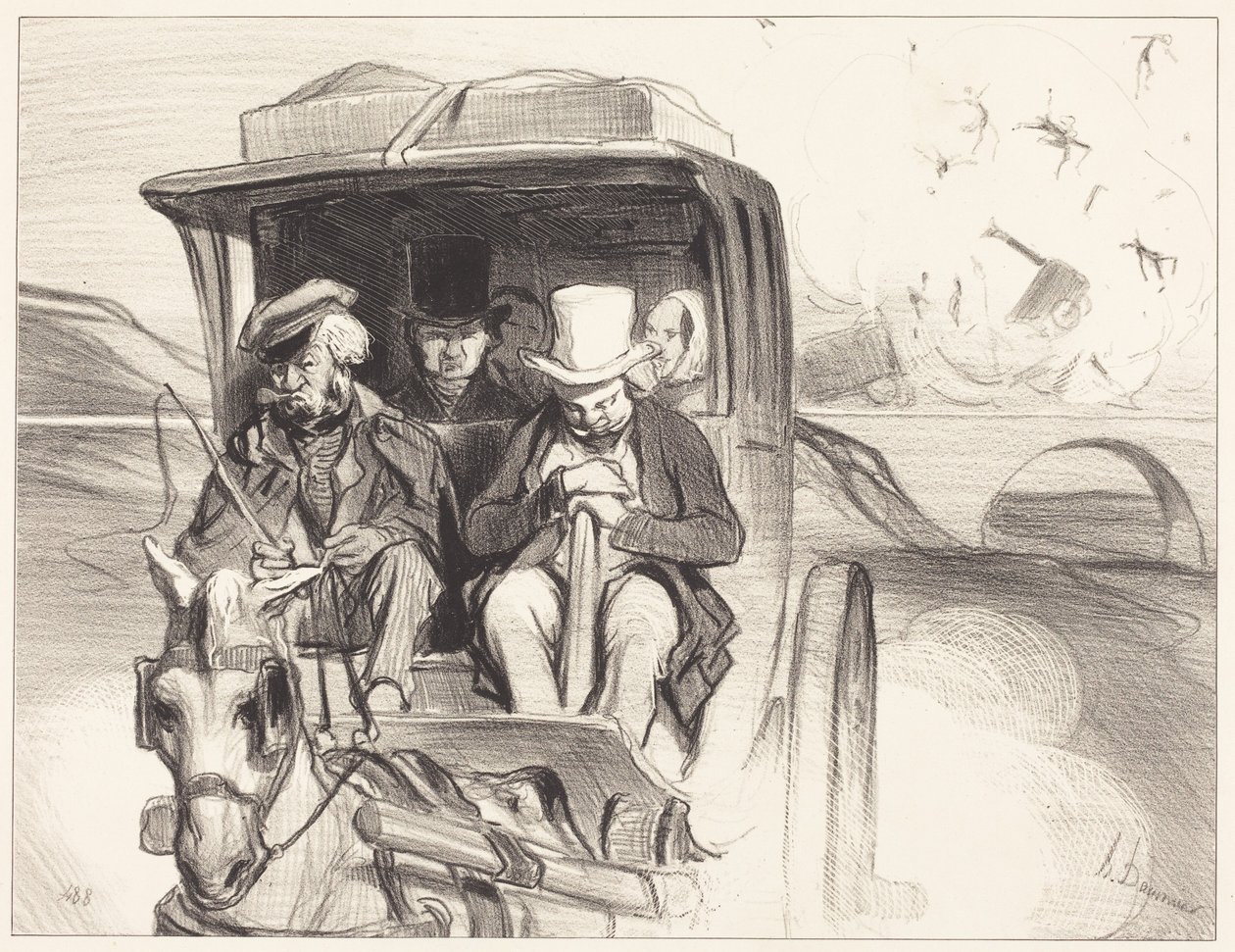 Kom nou toch ... verdorie, koetsier ... door Honoré Daumier