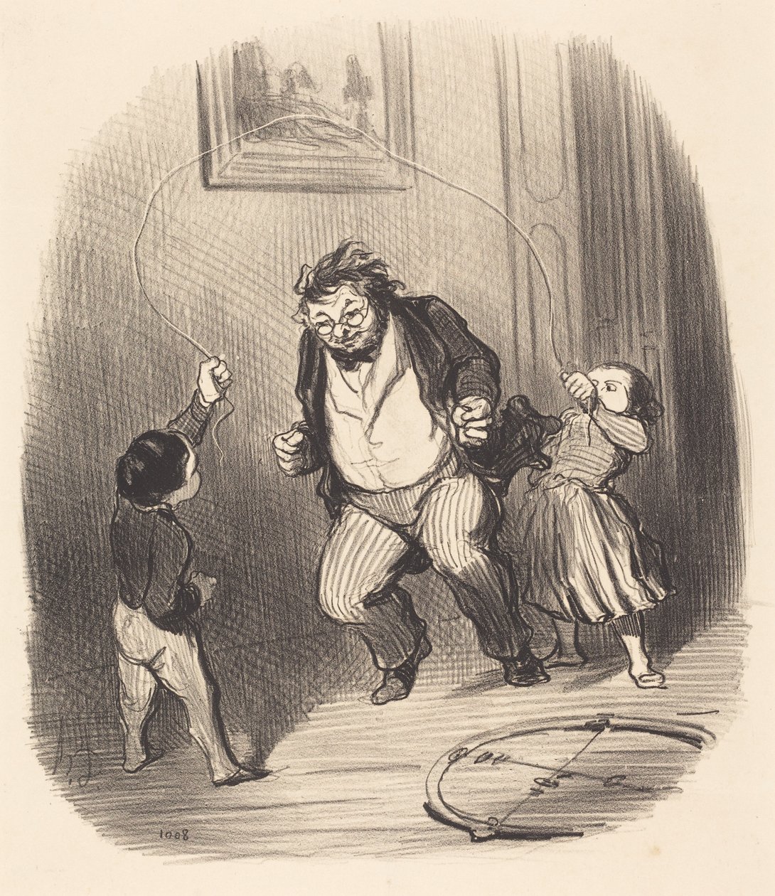 Kom op, papa... nog... tweeëndertig rondjes!... door Honoré Daumier