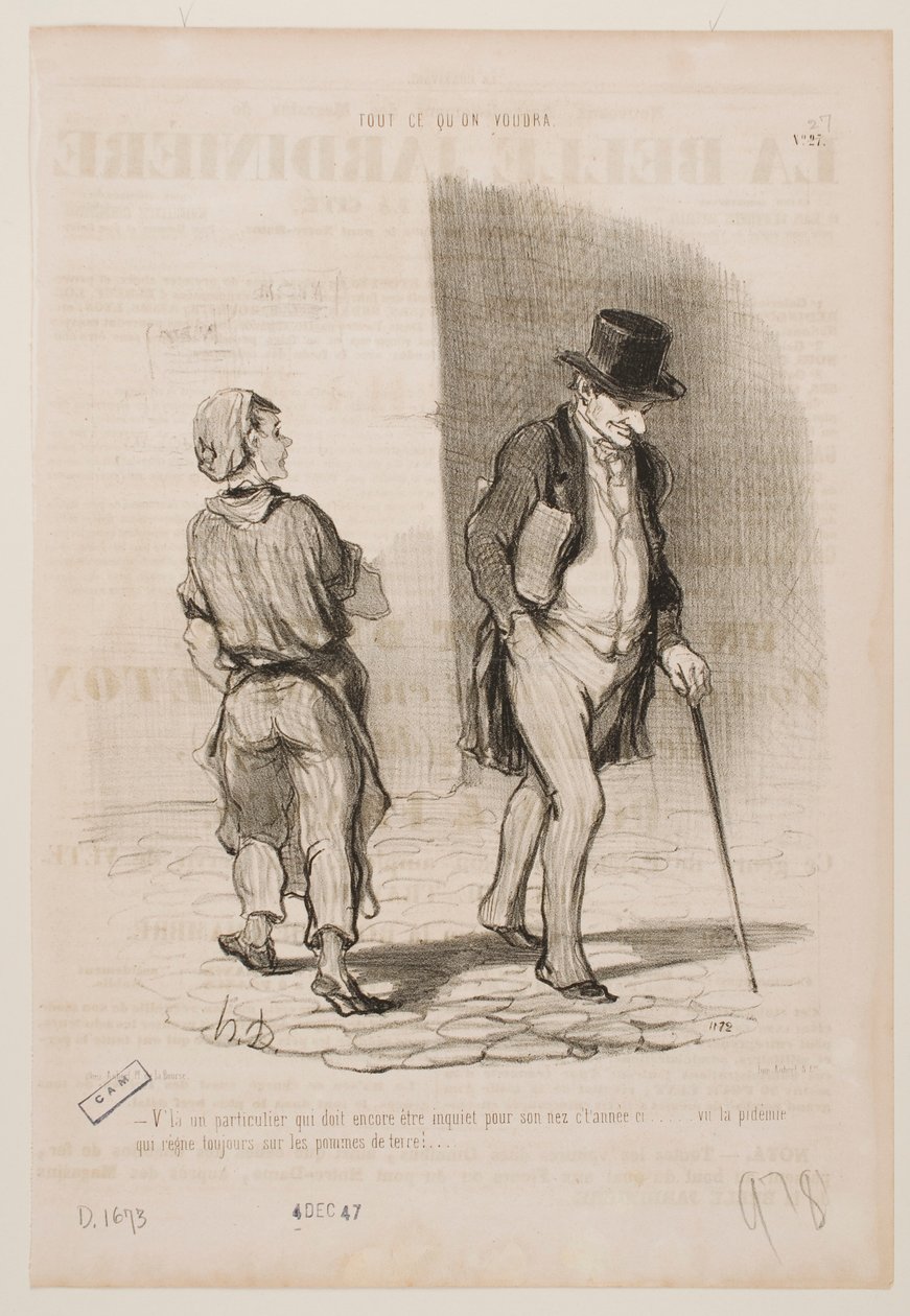 Nog iemand die zich dit jaar zorgen moet maken over zijn neus... door Honoré Daumier