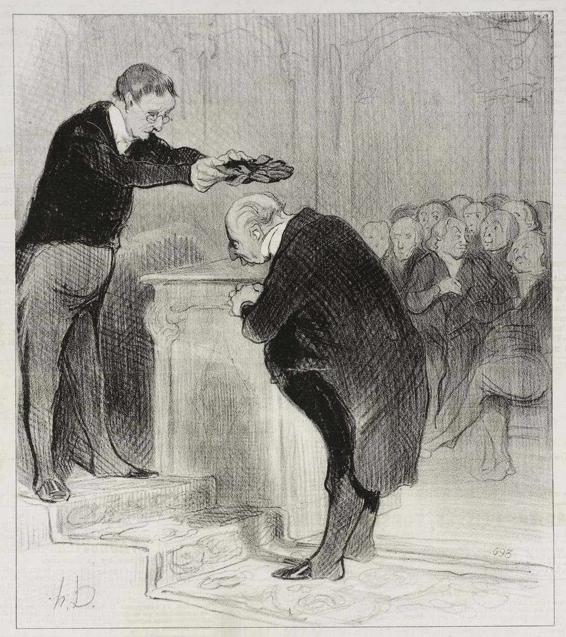Kom dichterbij, meneer Gérenflot... kom de kroon in ontvangst nemen... door Honoré Daumier