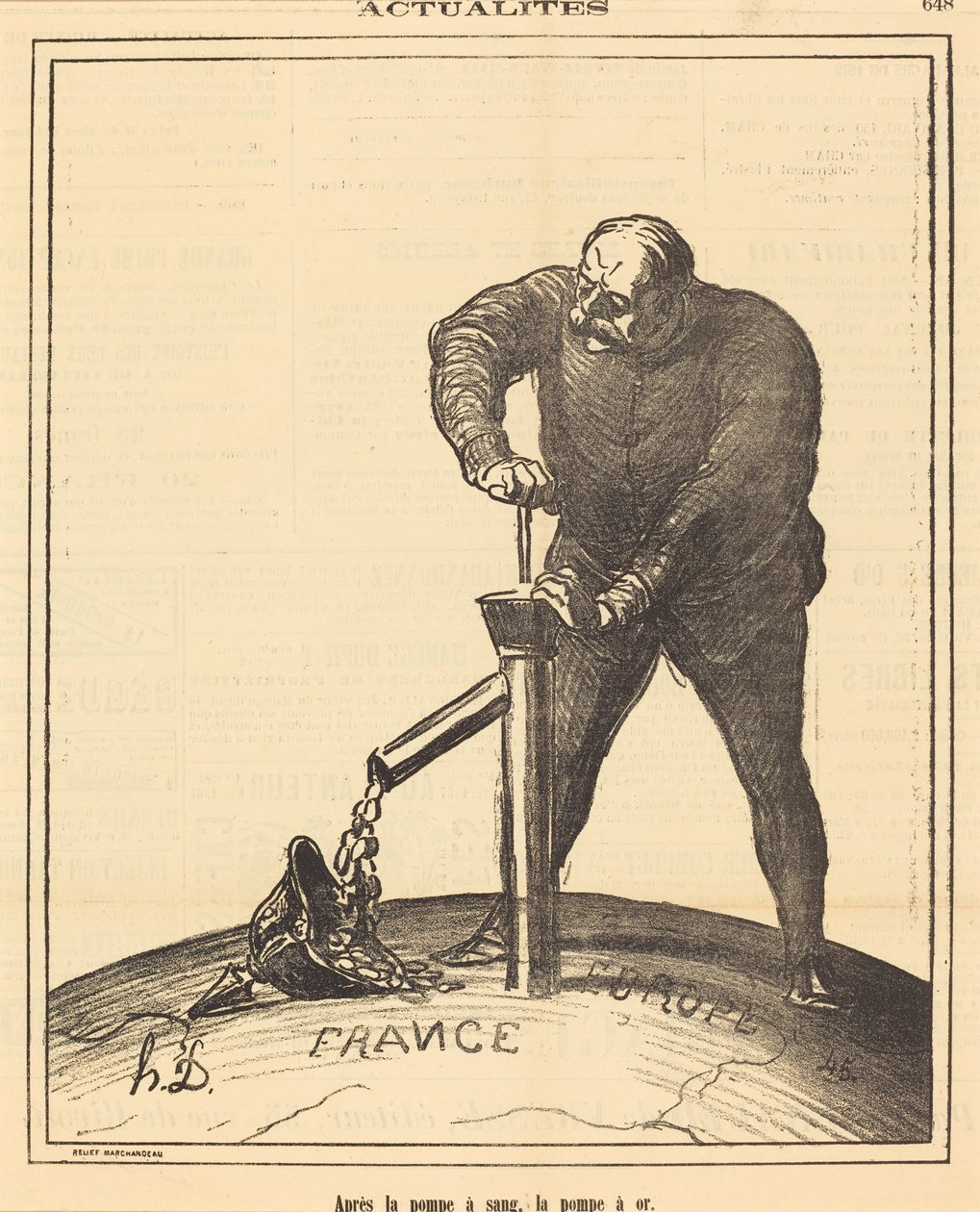Na de bloedpomp, de goudpomp door Honoré Daumier