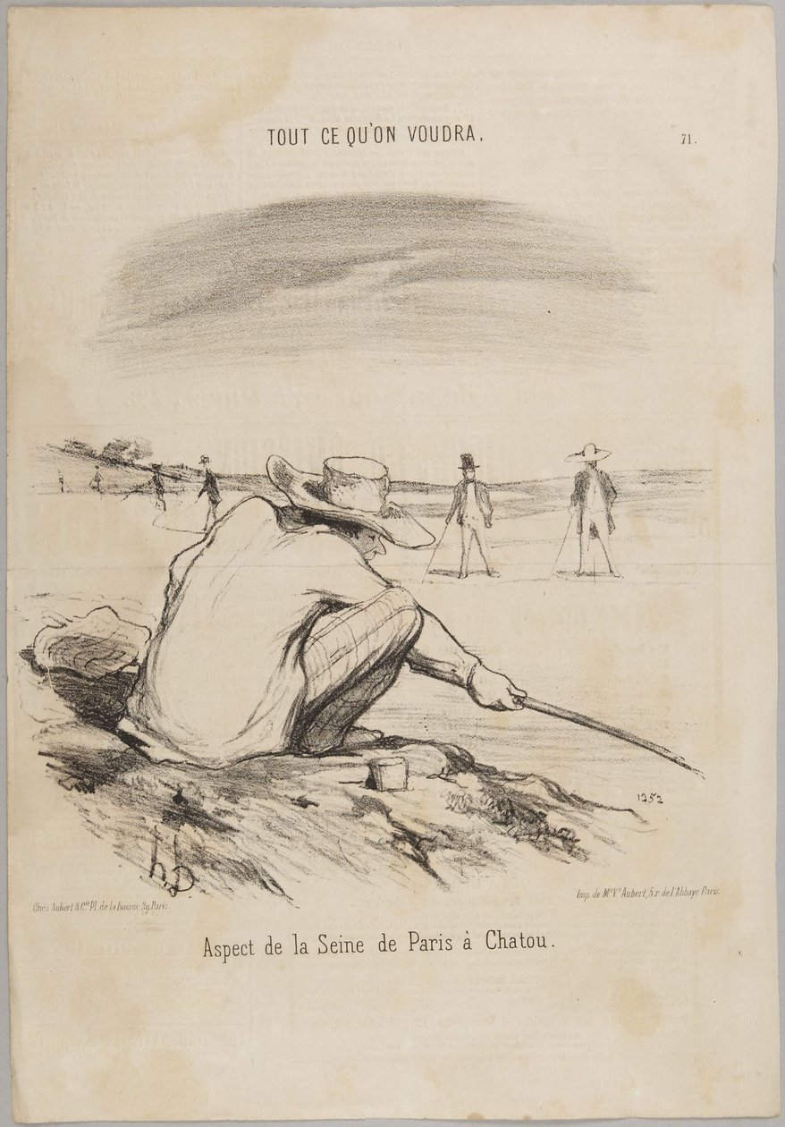 Uitzicht op de Seine van Parijs tot Chatou, nummer 71 uit de serie „Tout ce qu’on voudra” uit Le Charivari door Honoré Daumier