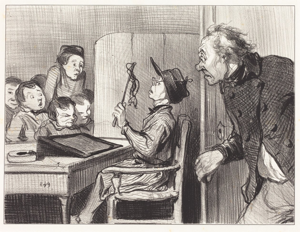 Wacht even... ik ga je wat geven... van de leraar door Honoré Daumier