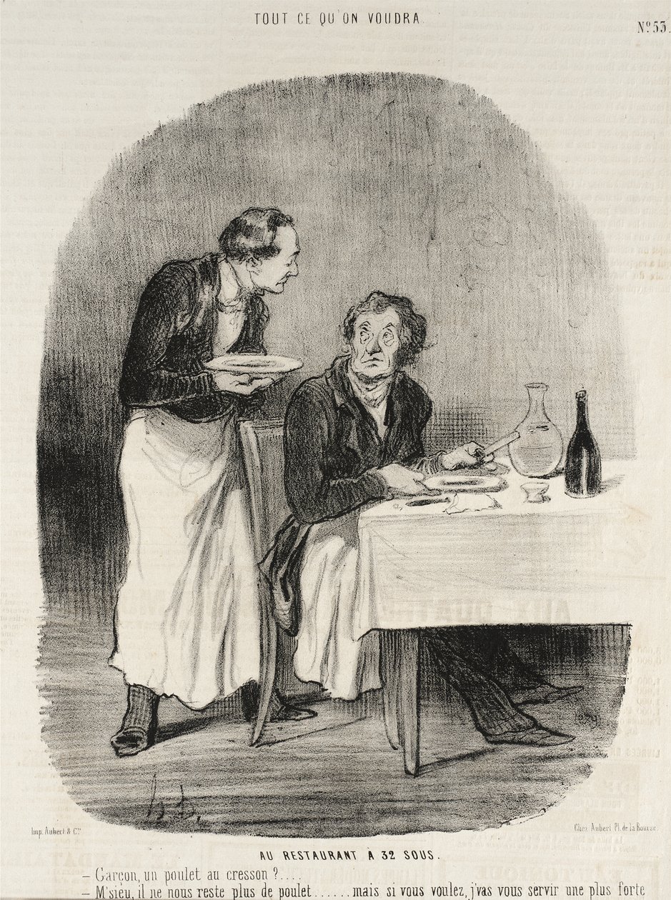 In het restaurant voor 32 sous door Honoré Daumier