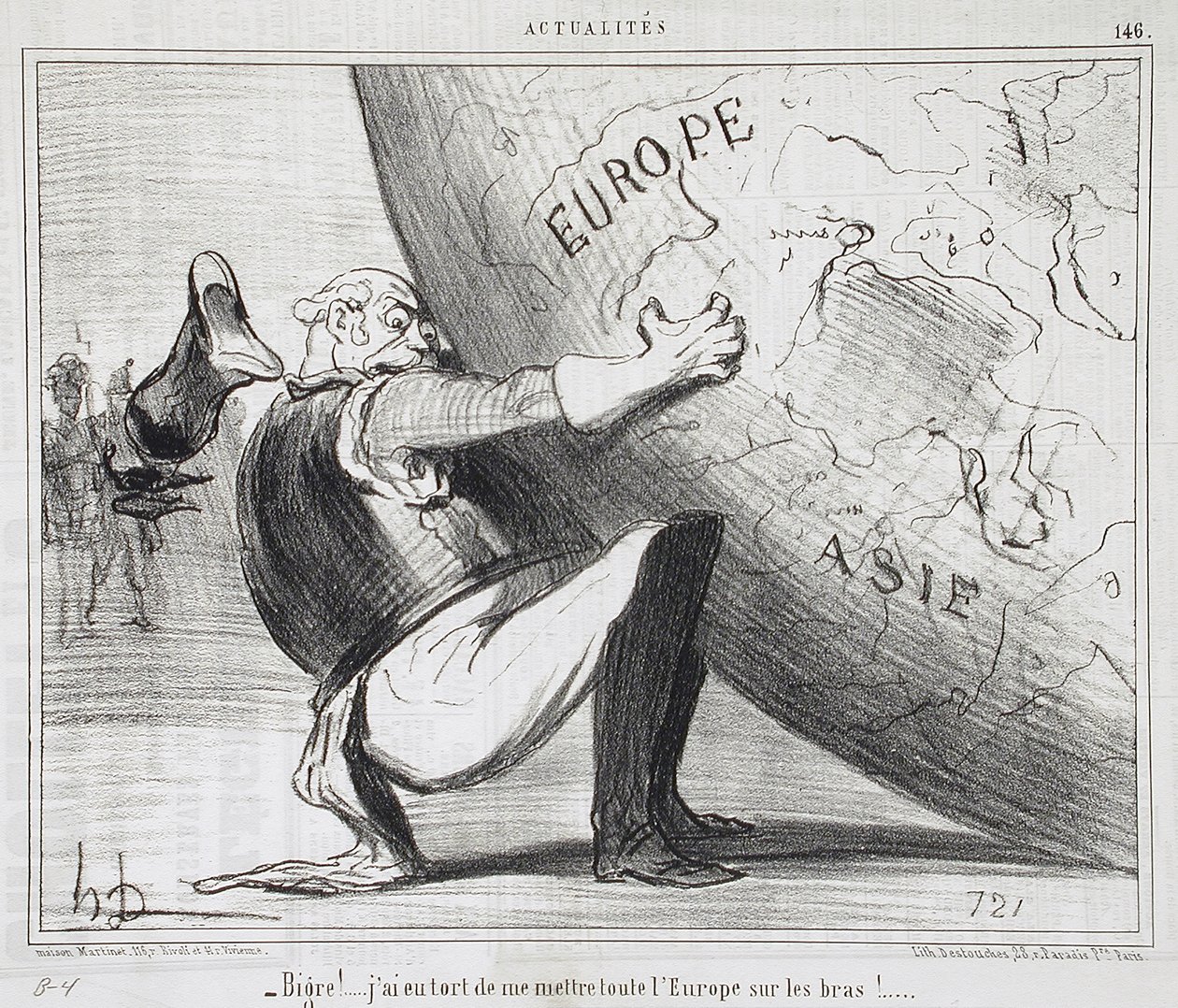 Verdorie!... Ik had ongelijk heel Europa op mijn arm te nemen! door Honoré Daumier