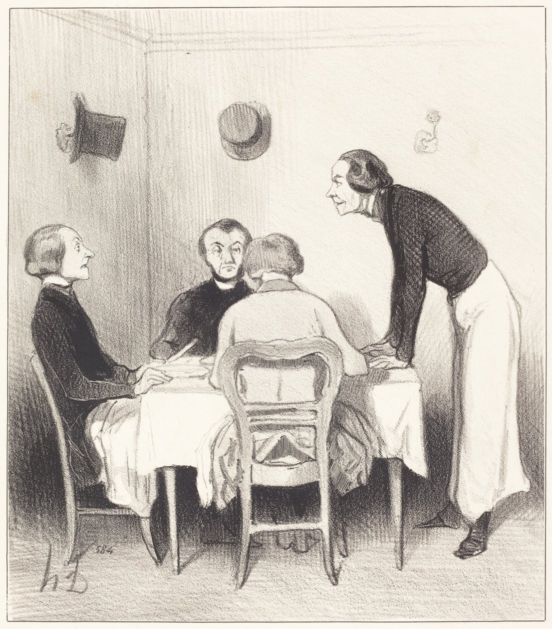 Wortel van het restaurant door Honoré Daumier