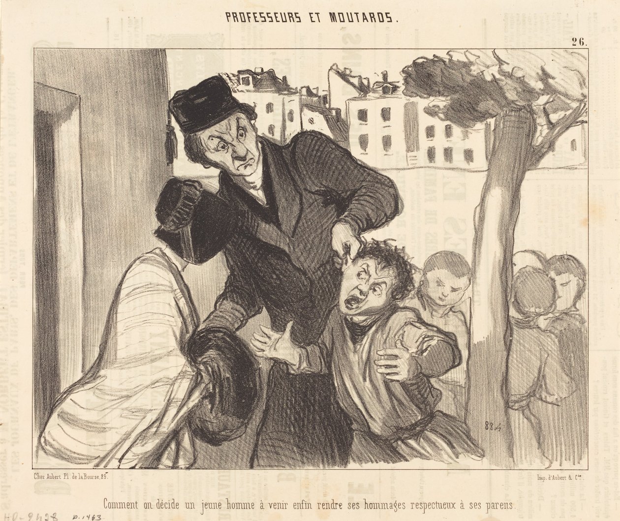 Hoe men een jonge man overtuigt om te komen... door Honoré Daumier