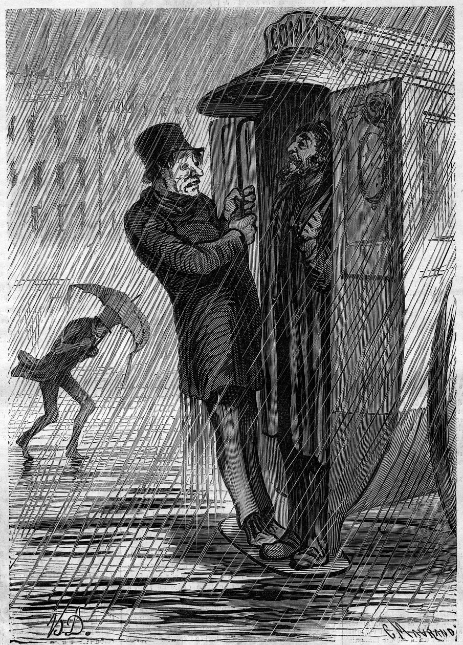 Compleet!!! Cartoon door Honore Daumier. Gravure in 