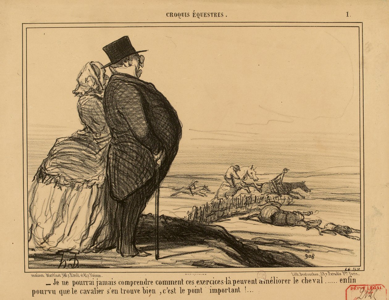 Croquis Equestres Nr. 1: - Ich werde nie verstehen können, wie diese Übungen... door Honoré Daumier