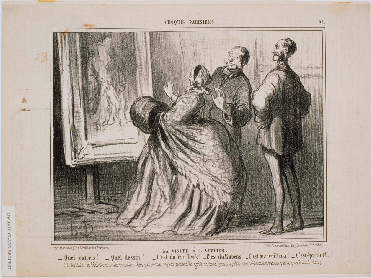 Parijse schetsen: Een bezoek aan het atelier: Wat een kleuren! Wat een tekeningen! Dit is echt Van Dyck door Honoré Daumier