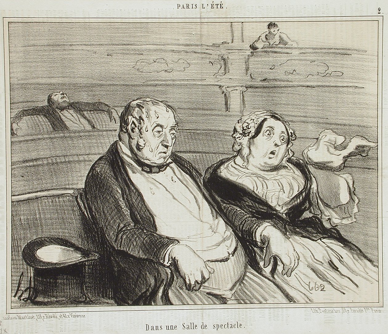 In een theaterzaal door Honoré Daumier