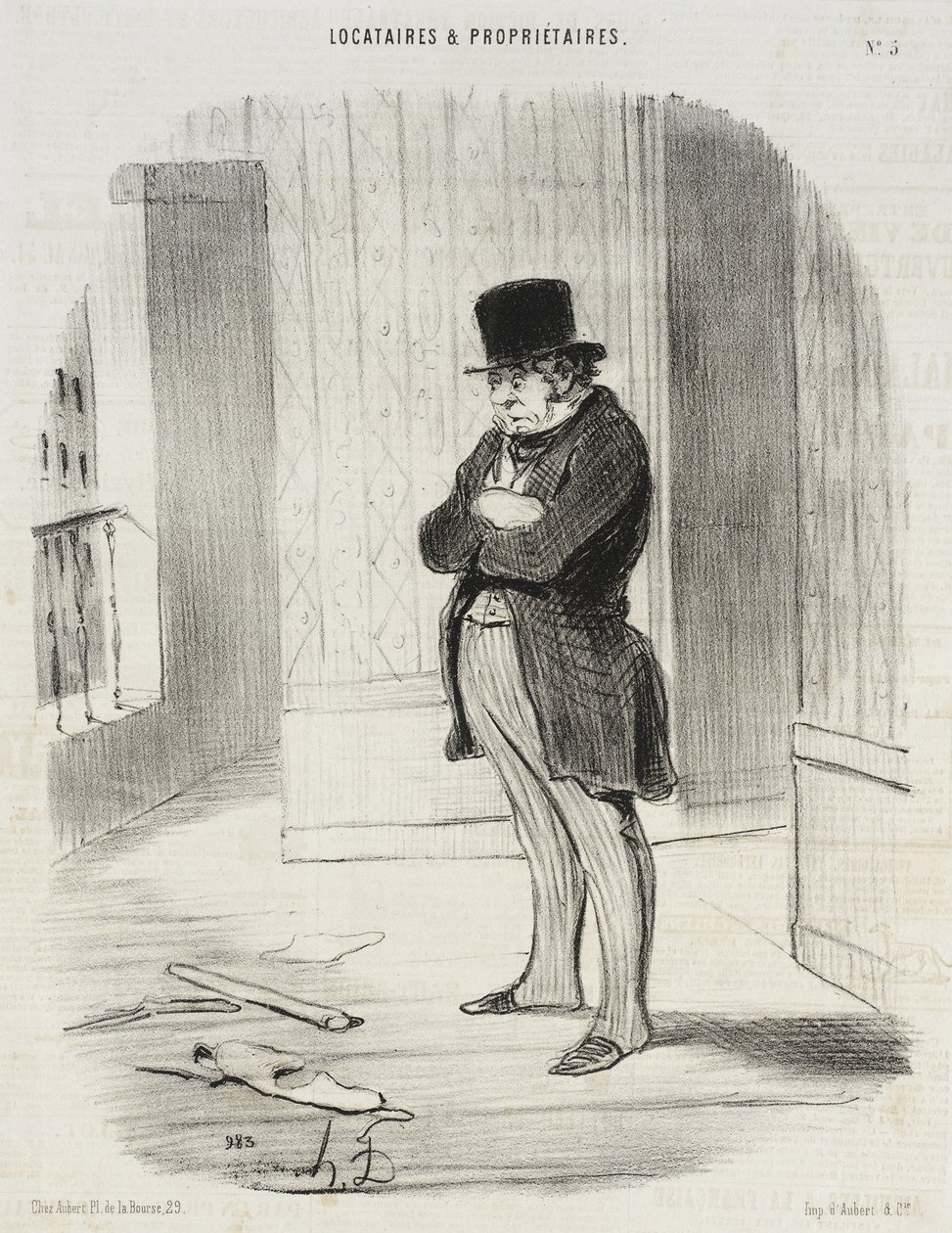 Verhuisd!...en om drie termijnen te betalen...laat hij me achter... door Honoré Daumier
