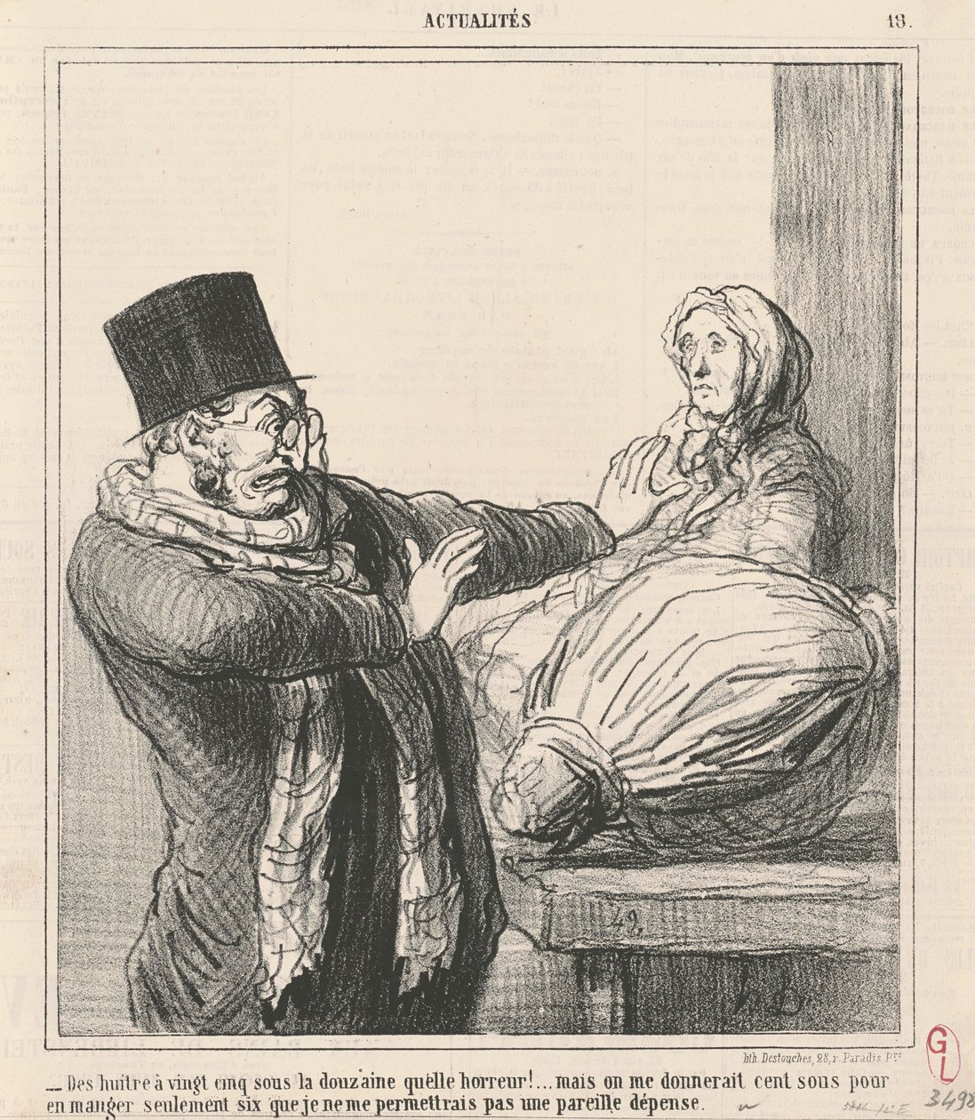 Oesters voor vijfentwintig sous per dozijn ...! door Honoré Daumier