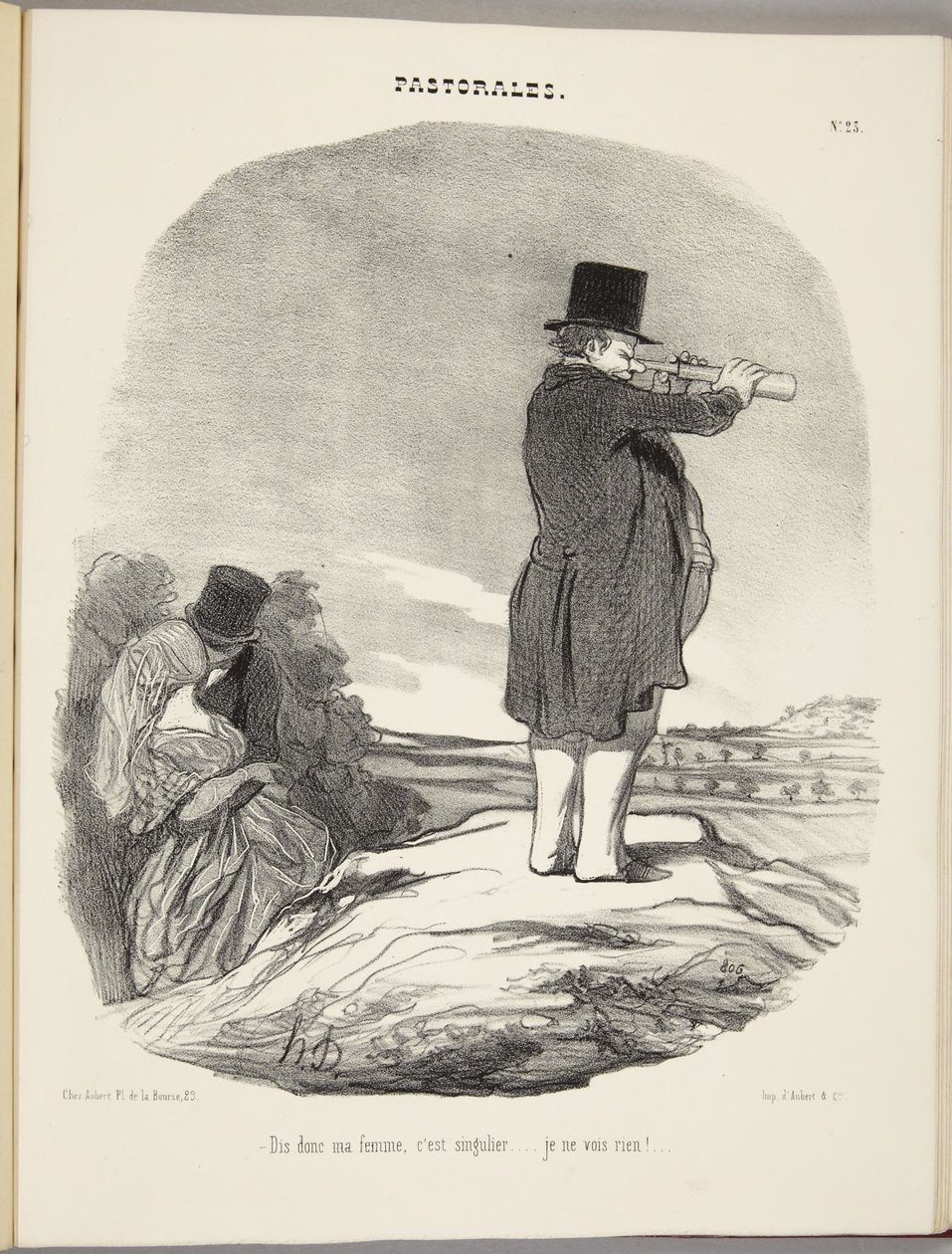 Zeg eens, schat, dat is vreemd... ik zie helemaal niets!... door Honoré Daumier