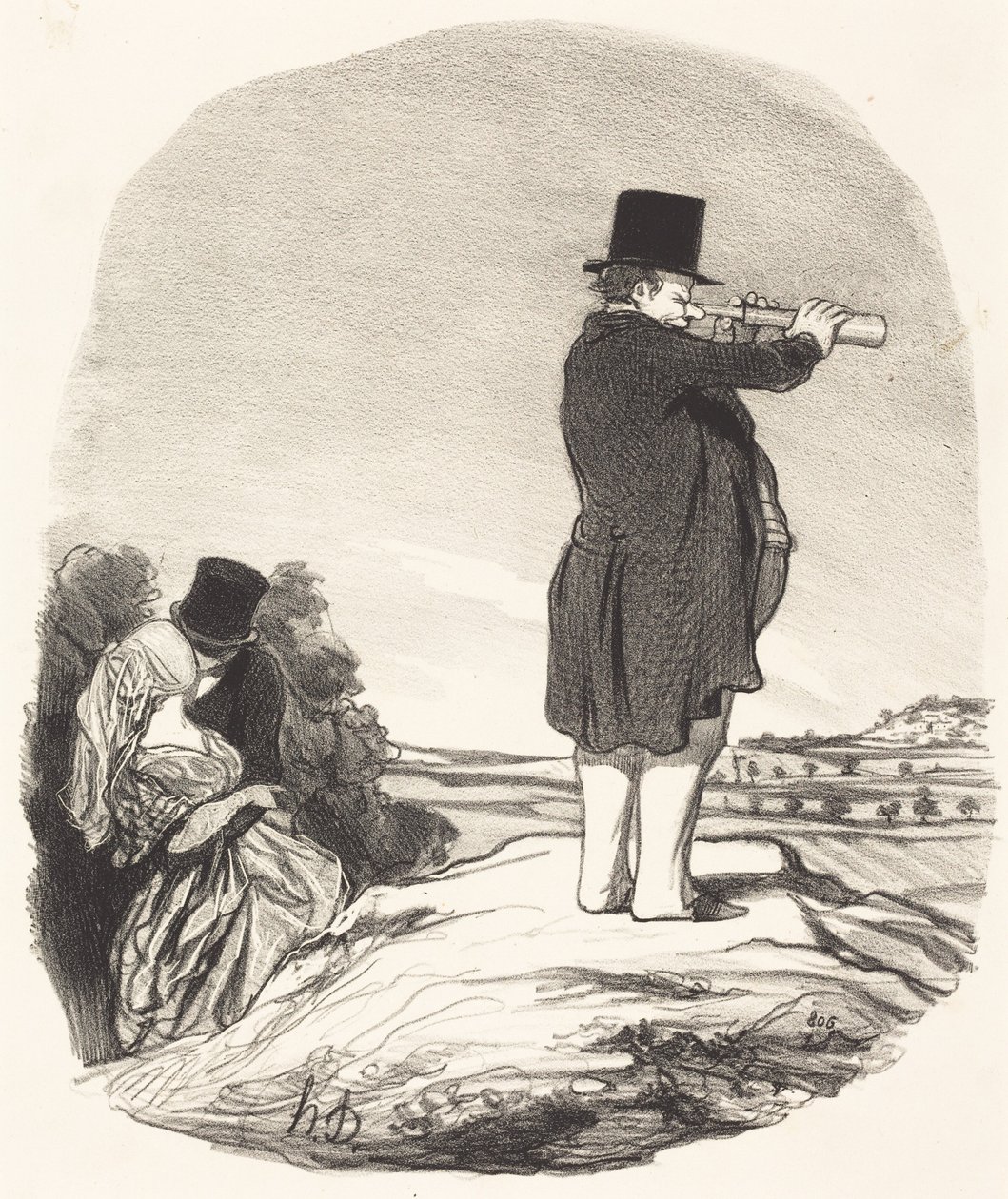 Hé, schat... ik zie helemaal niets! door Honoré Daumier