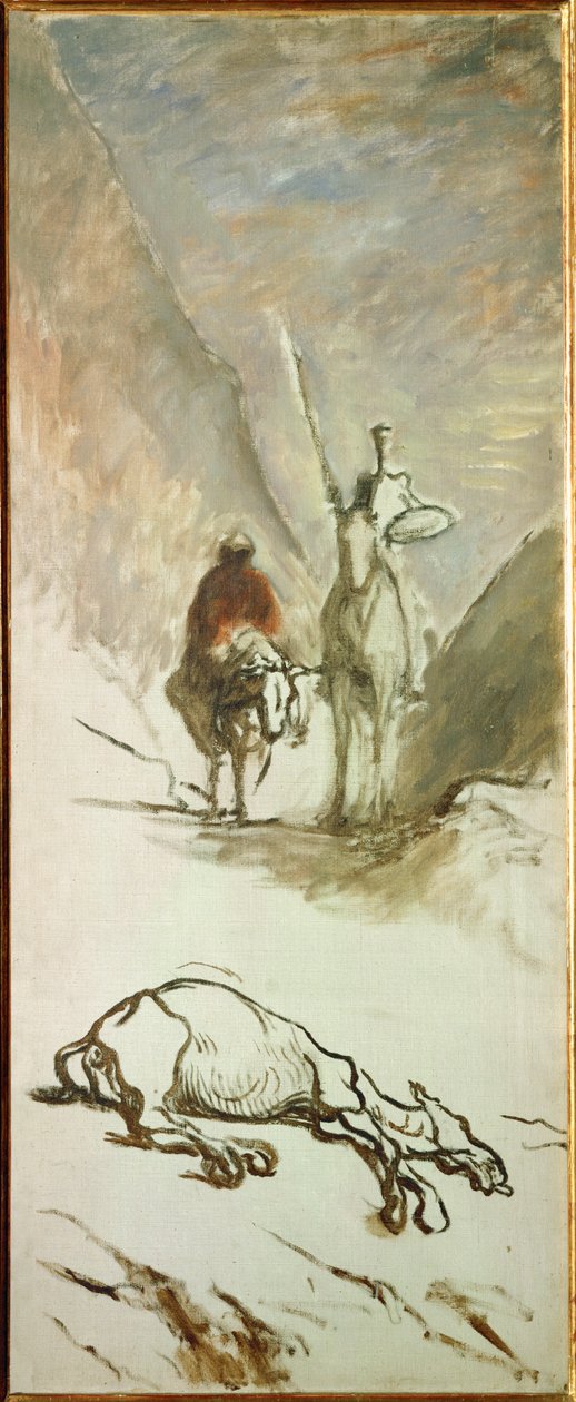 Don Quijote en de dode muilezel door Honore Daumier