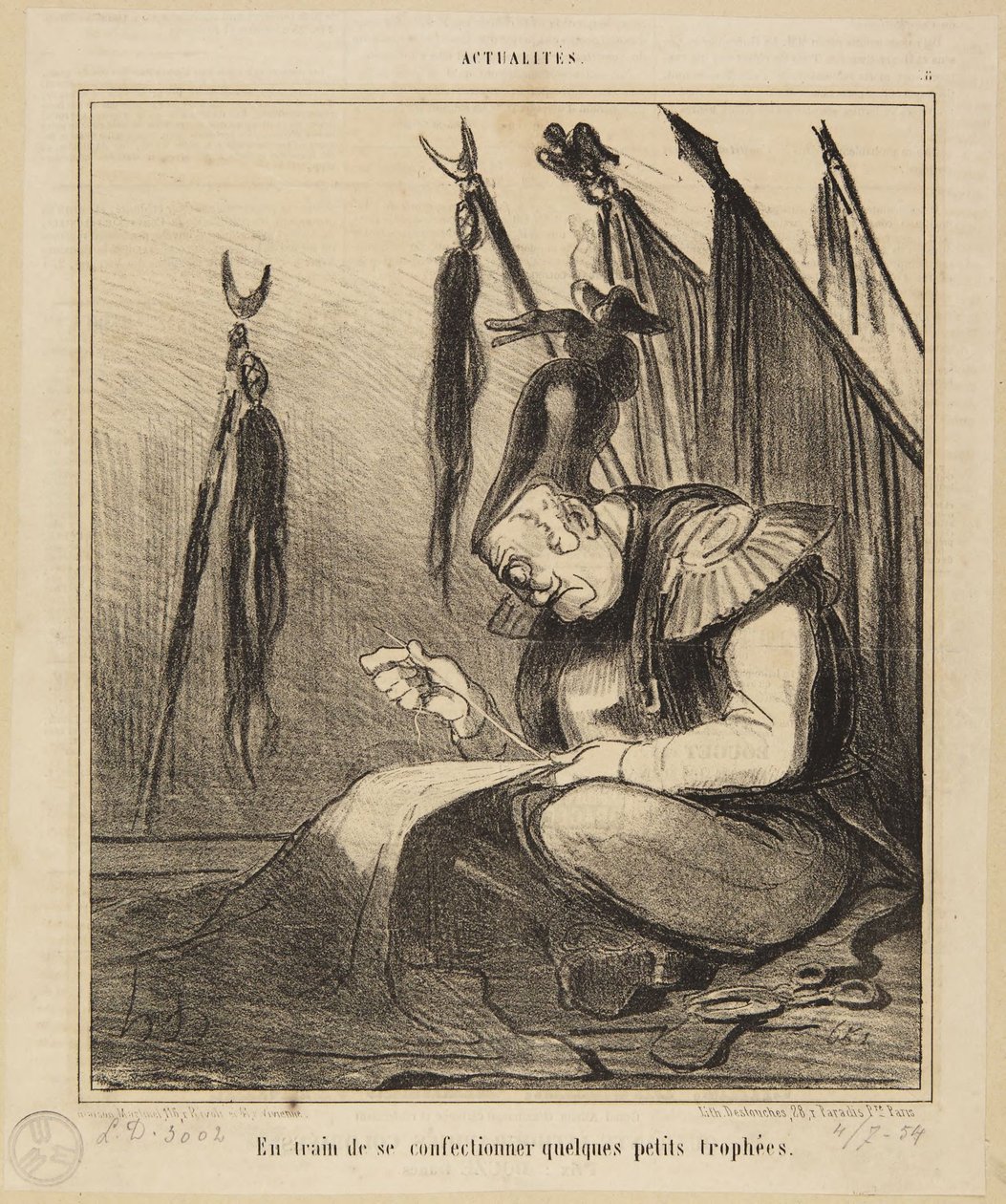 "Bezig zich enkele kleine trofeeën te maken." door Honoré Daumier