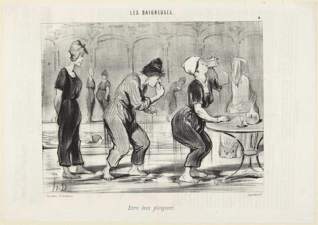 Entre deux plongeons (Tussen twee duiken) door Honoré Daumier