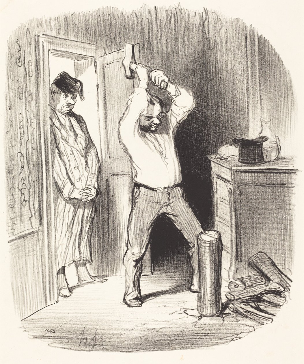Is het God toegestaan... hout te kloven... door Honoré Daumier