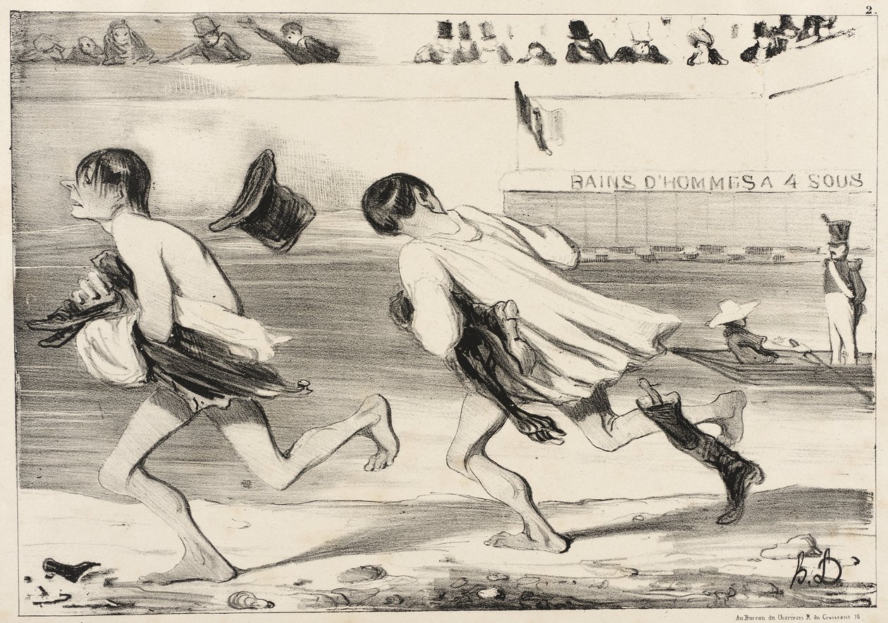 File... file... Moellon! Daar komt de gemeenteambtenaar! door Honoré Daumier
