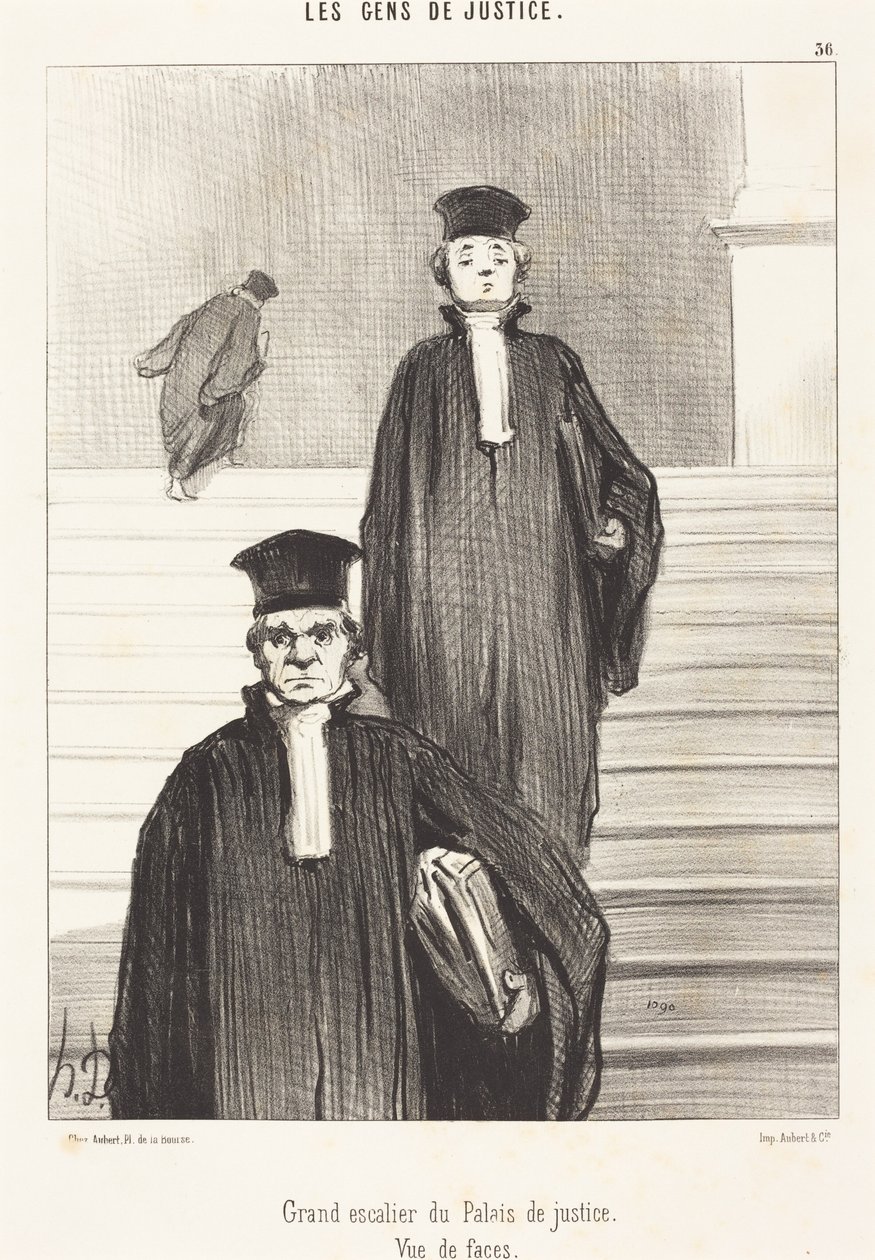 Grote trap van het Paleis van Justitie. Vooraanzicht door Honoré Daumier