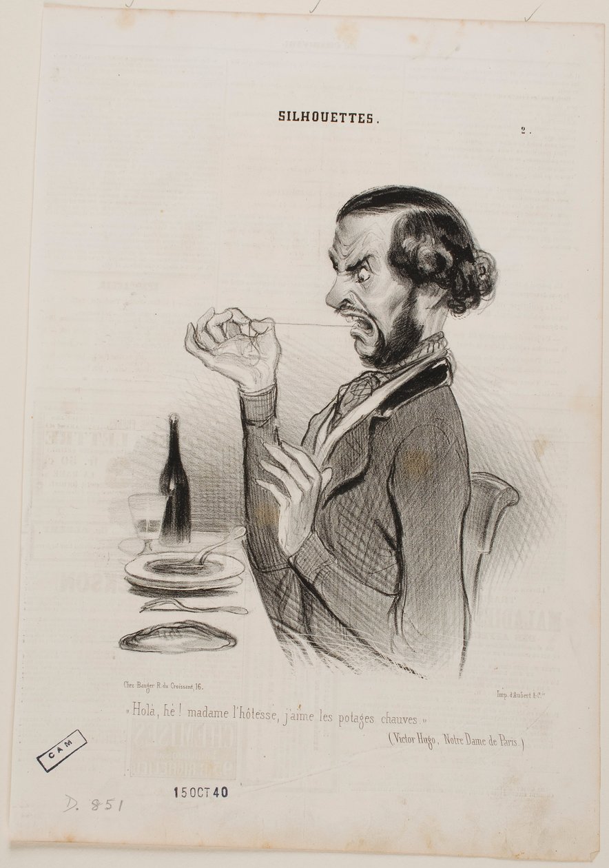 Hé! Serveerster, ik heb mijn soep liever zonder toeboei! door Honoré Daumier