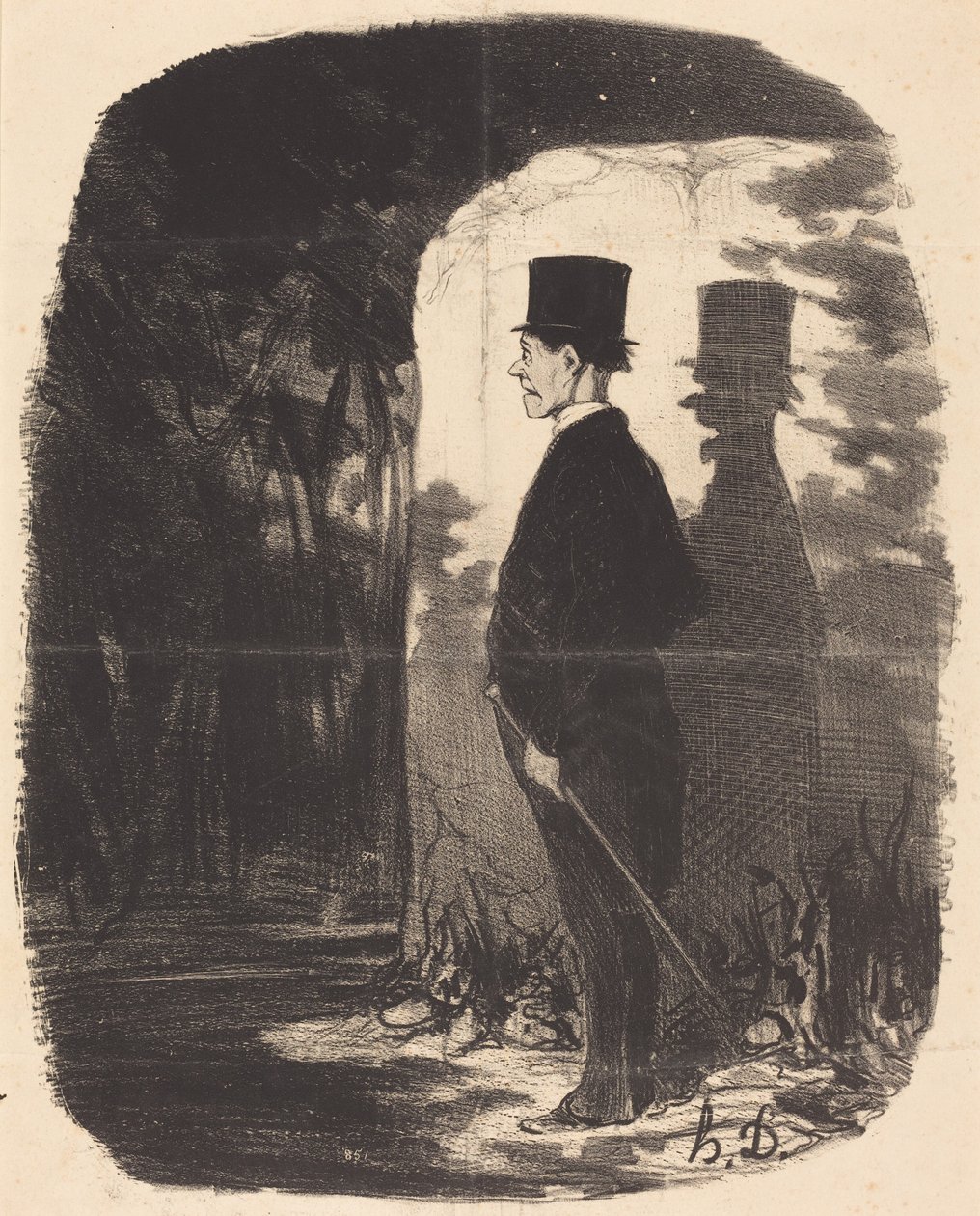 Er valt niets aan te doen, ik moet door dit... bos... door Honoré Daumier