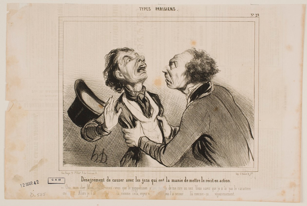 Het ongemak van met mensen praten... door Honoré Daumier