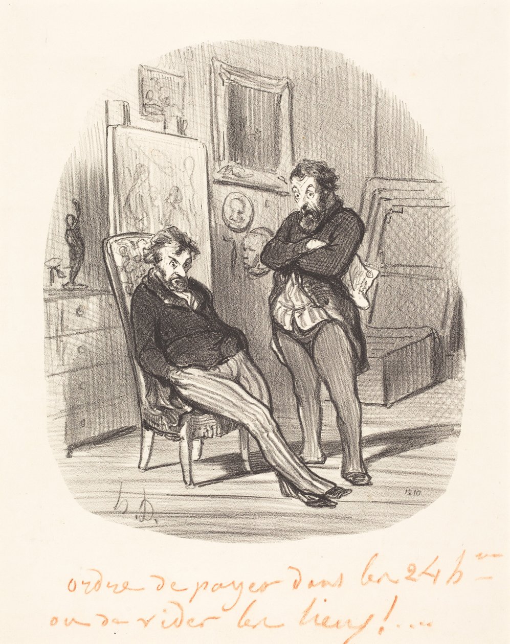 Het nadeel van het versturen van een slecht schilderij... door Honoré Daumier