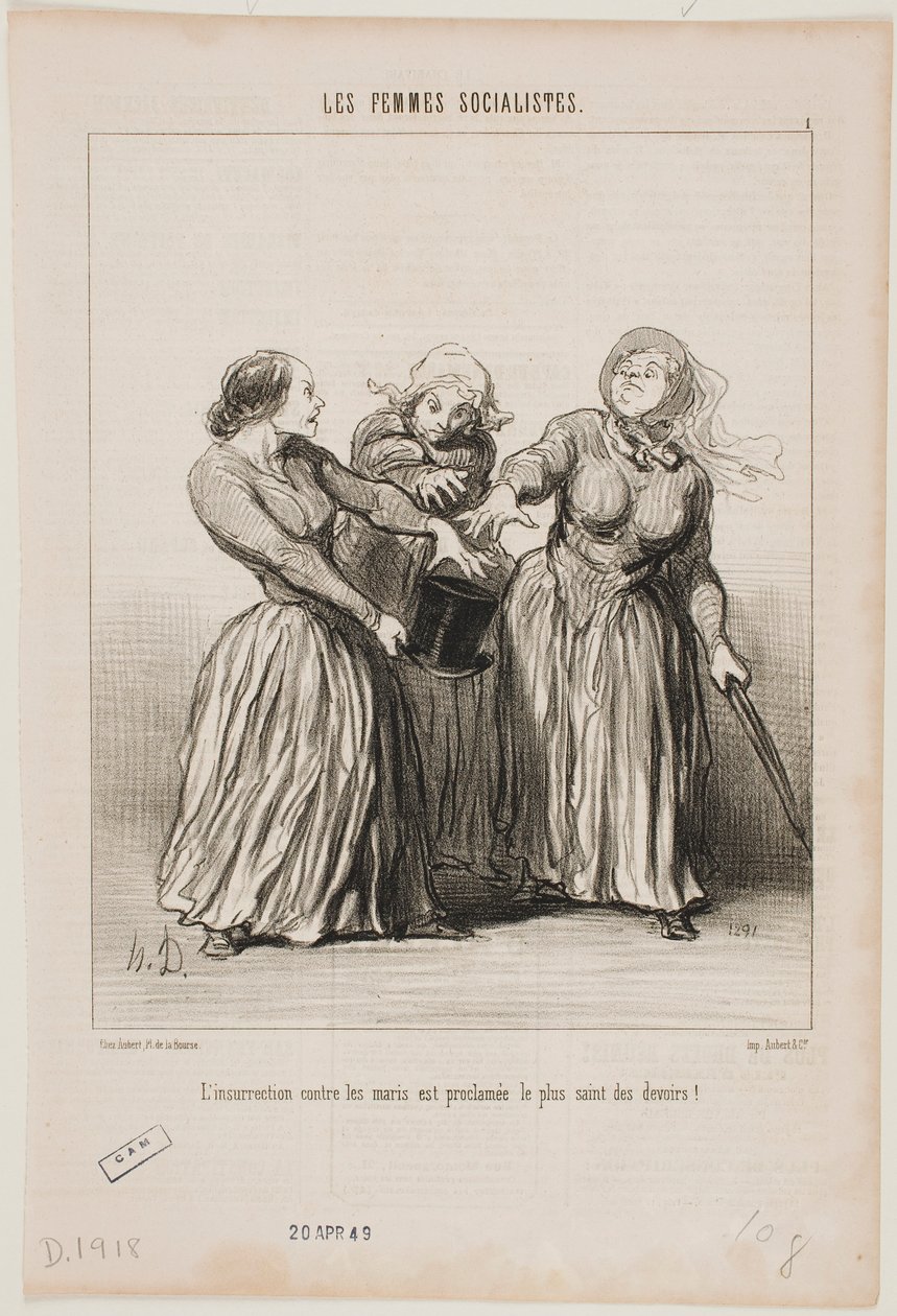 Opstand tegen echtgenoten wordt uitgeroepen tot de eerste en heiligste plicht in het leven! door Honoré Daumier