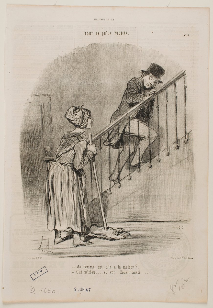 Is mijn vrouw thuis door Honoré Daumier