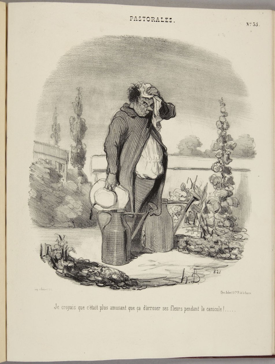 Ik dacht dat het leuker zou zijn om je bloemen water te geven tijdens deze hittegolf!... door Honoré Daumier