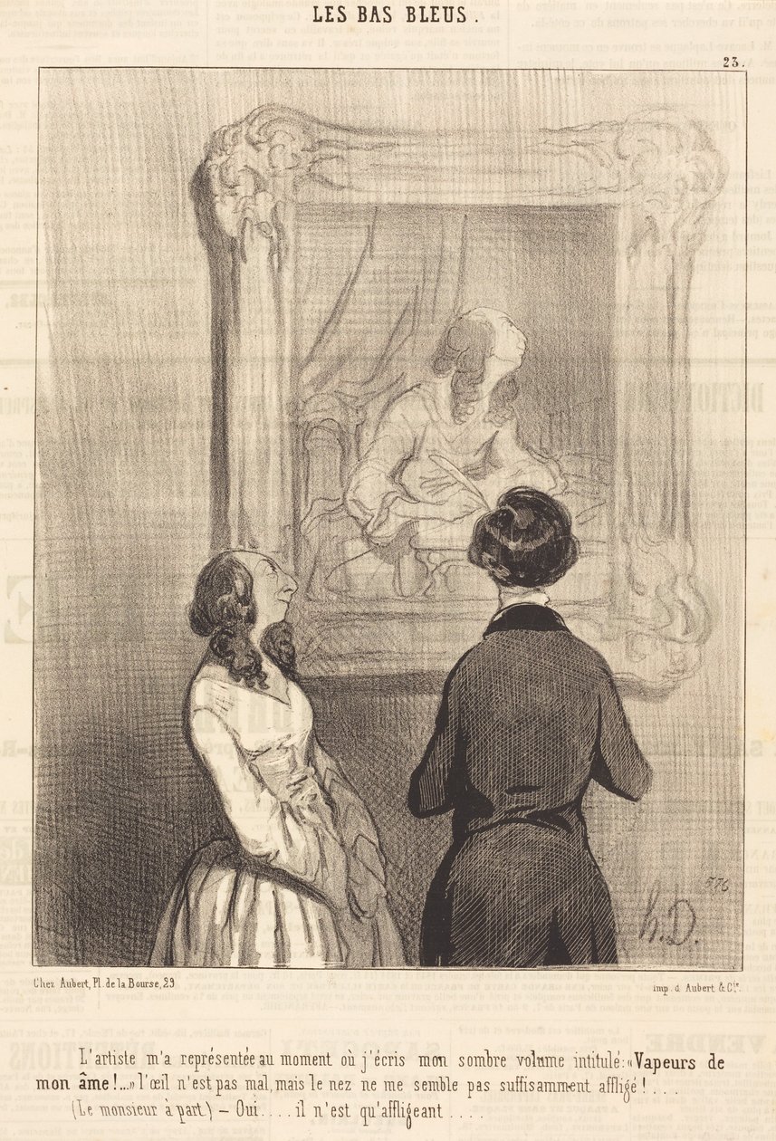De kunstenaar heeft mij afgebeeld op het moment dat ik schrijf door Honoré Daumier