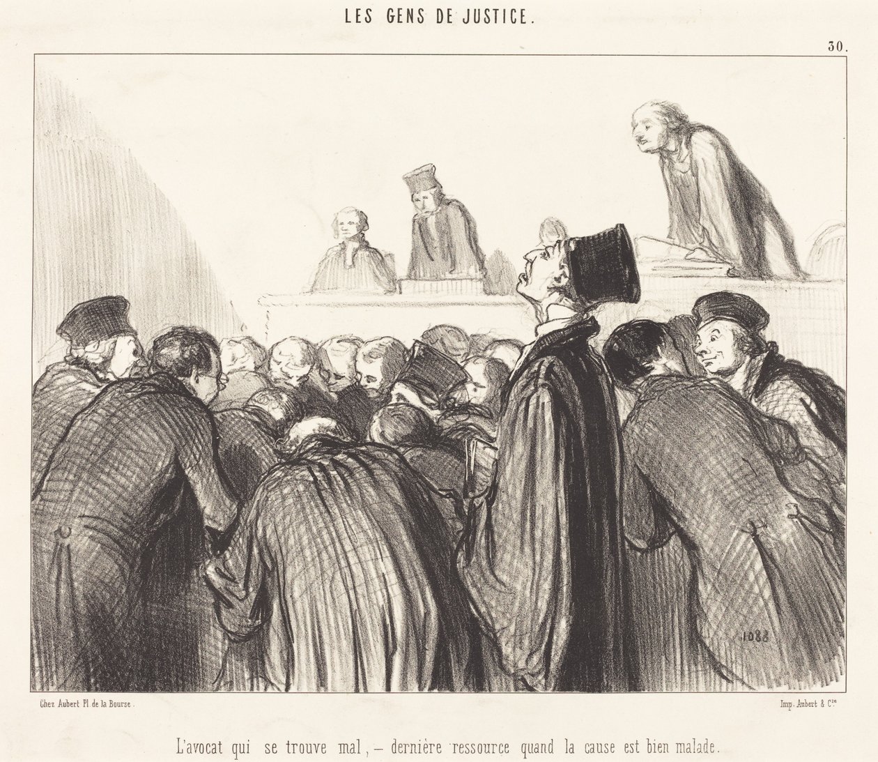 De advocaat die zich niet lekker voelt door Honoré Daumier