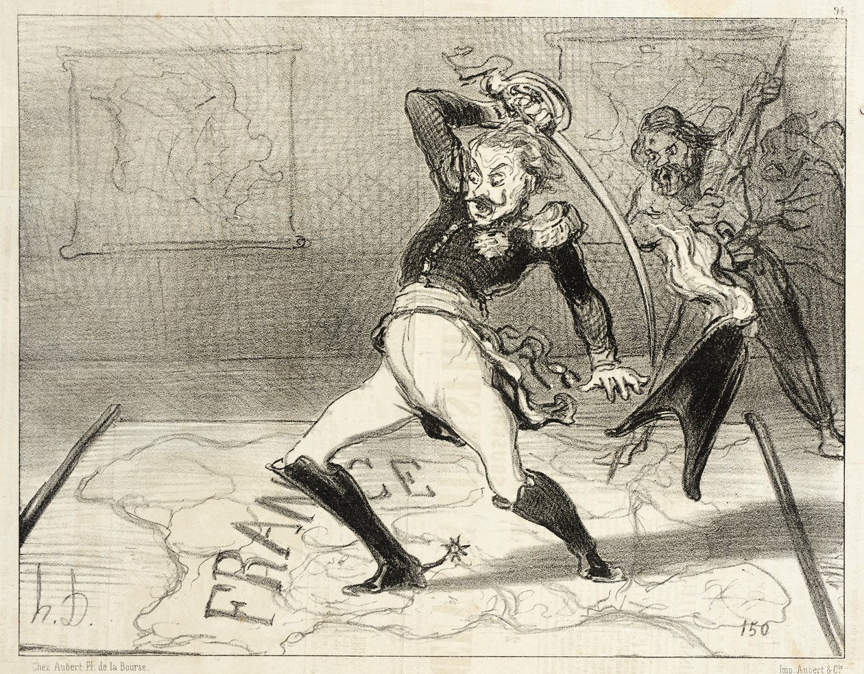 Keizer Nicolaas aan het werk in zijn werkkamer door Honoré Daumier