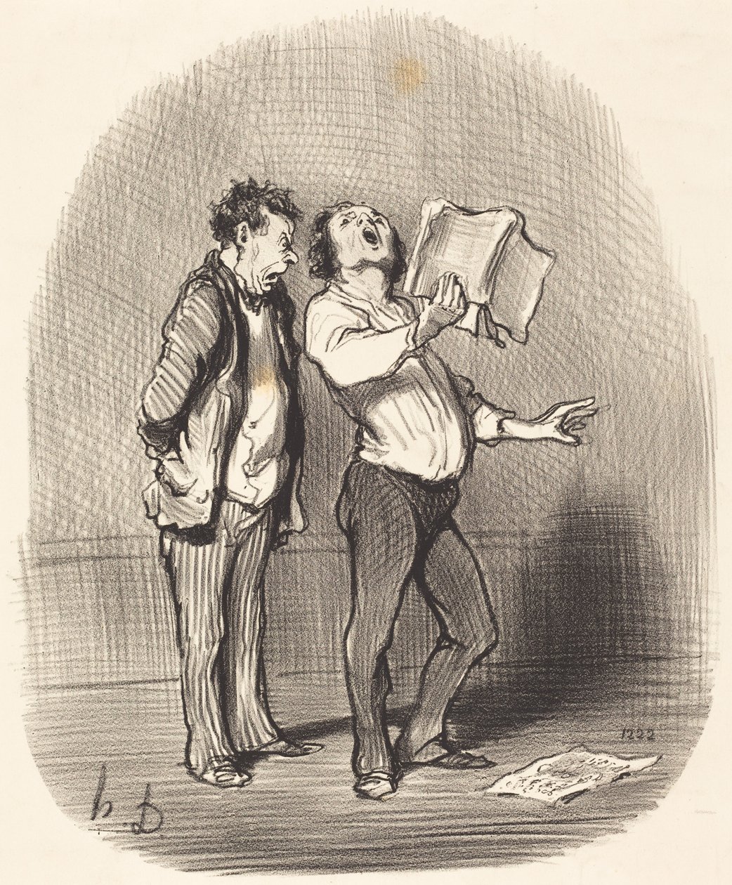 Het nadeel van een muzieklievende vriend door Honoré Daumier