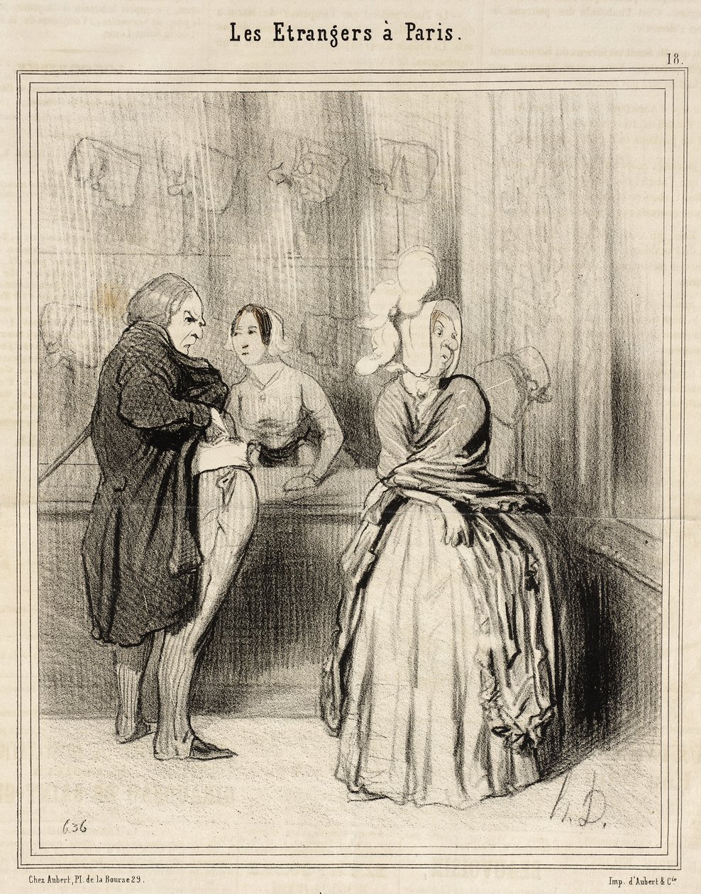 De hoed die men uit Parijs meebrengt door Honoré Daumier