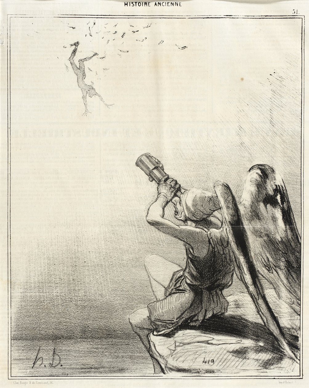 De val van Icarus door Honoré Daumier